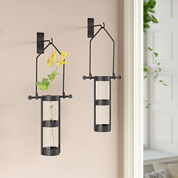 August Grove® 2 Piece Clear Glass Wall Vase Set & Reviews Wayfair